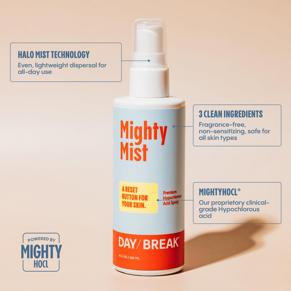Daybreak Skincare Mighty Mist – ingrédients simples et transparence sans additifs.