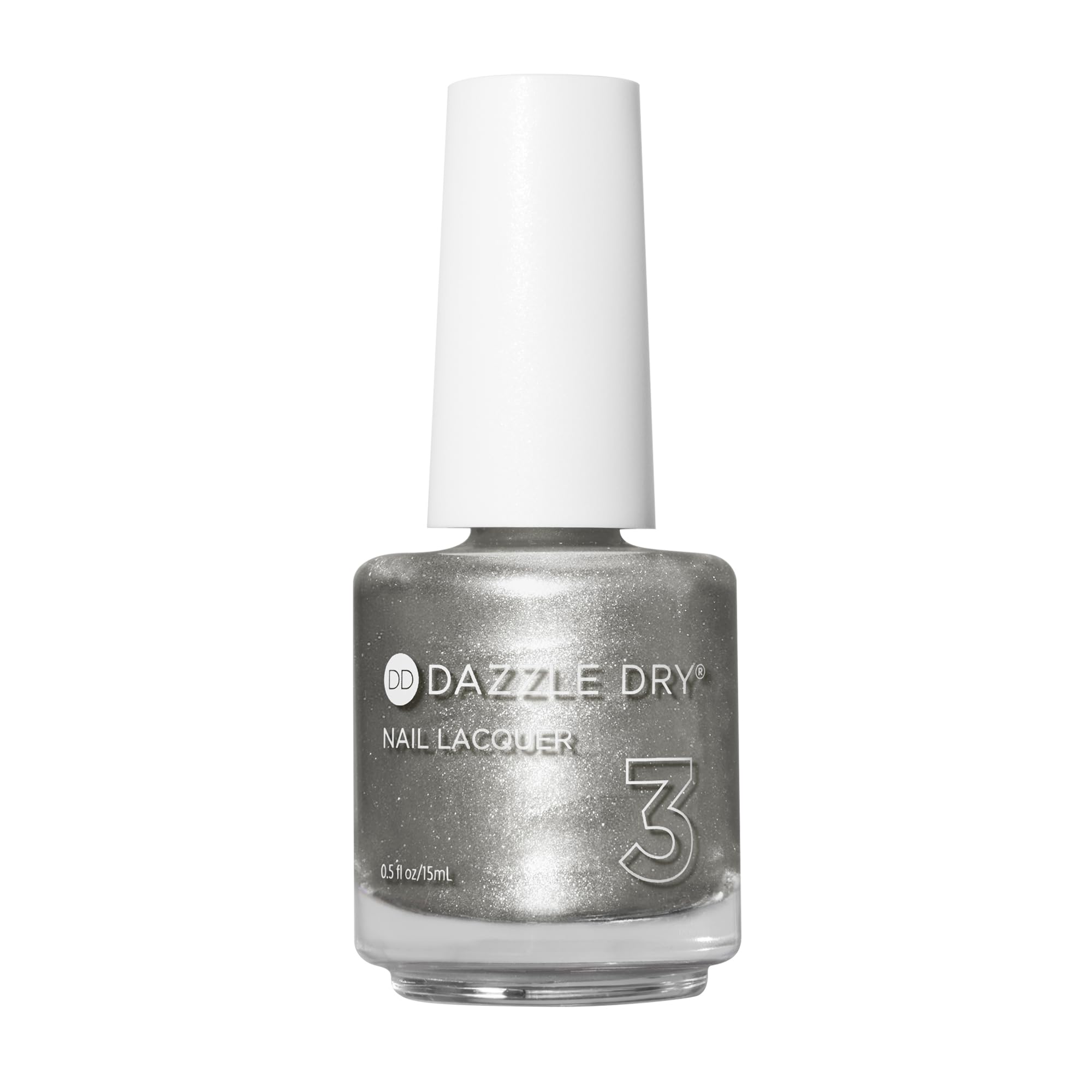 Dazzle Dry Love Potion, bouteille argent métallique, tenue longue durée sans écaillage.