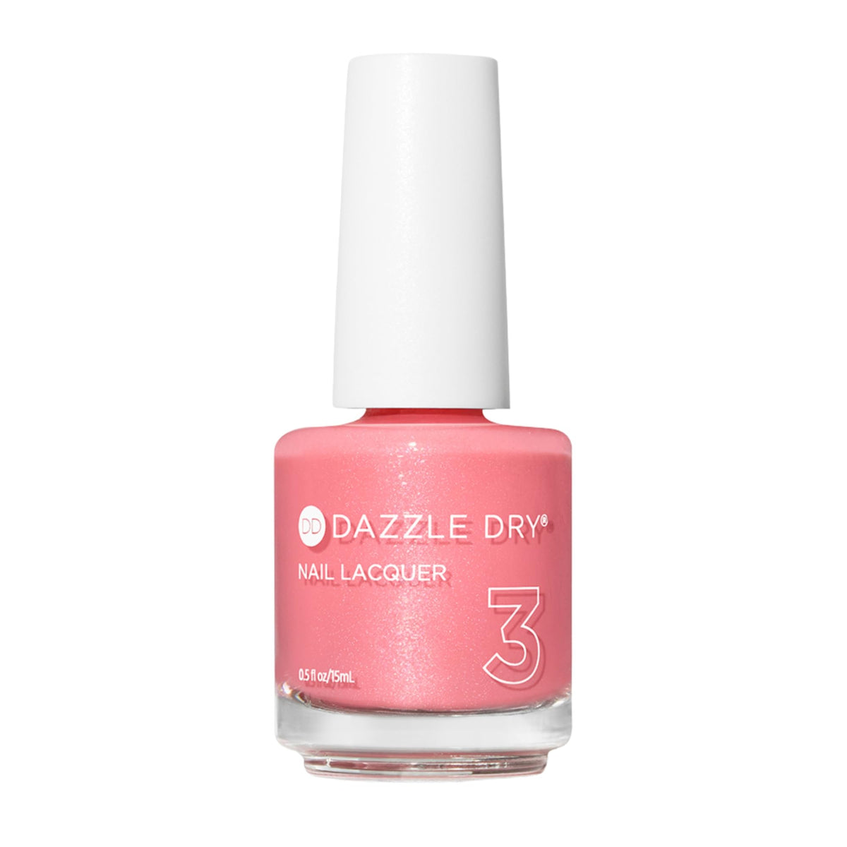 Vernis Dazzle Dry Fleur de cerisier — bouteille montrant une teinte douce et durable, idéale pour une manucure rapide.