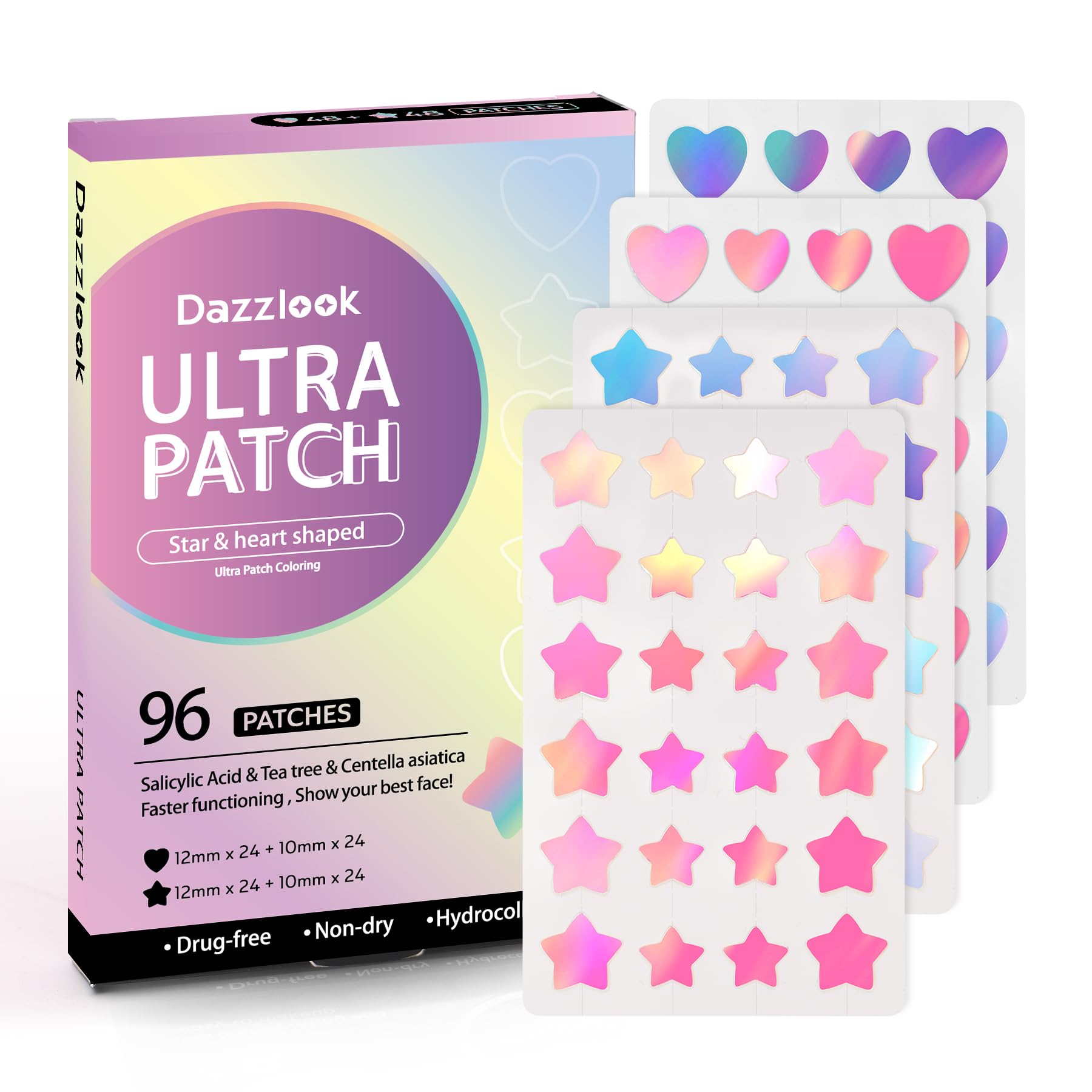 Patch acné en forme d'étoile par Dazzlook avec fini irisé pour un look amusant