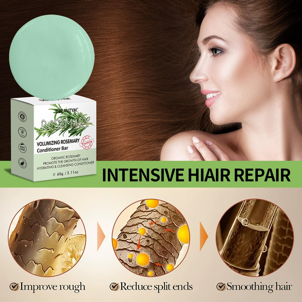DBEAUTYM bar après-shampoing romarin pour douceur et brillance.
