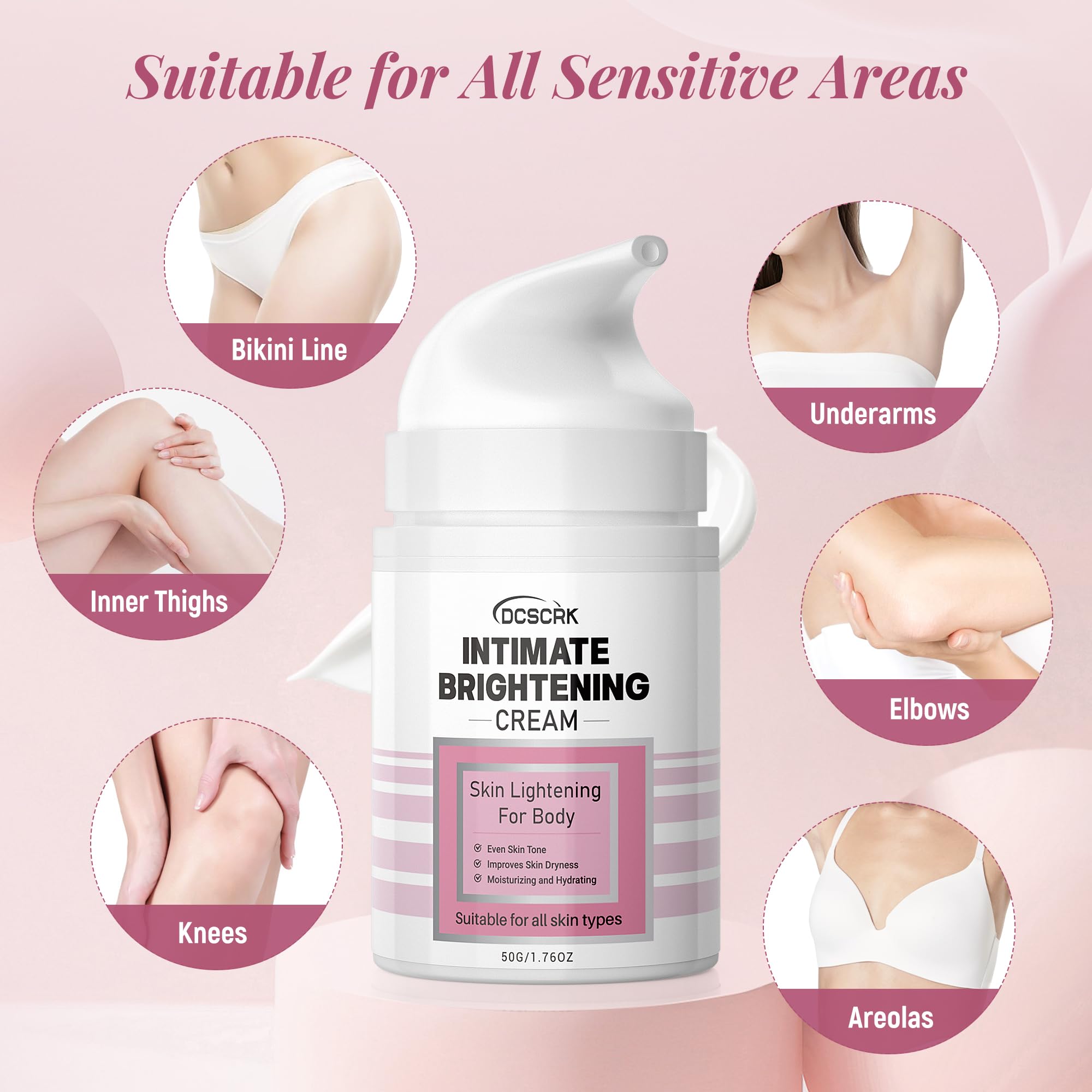 Crème DCSCRK sur la ligne bikini, éclaircissage en douceur des taches.