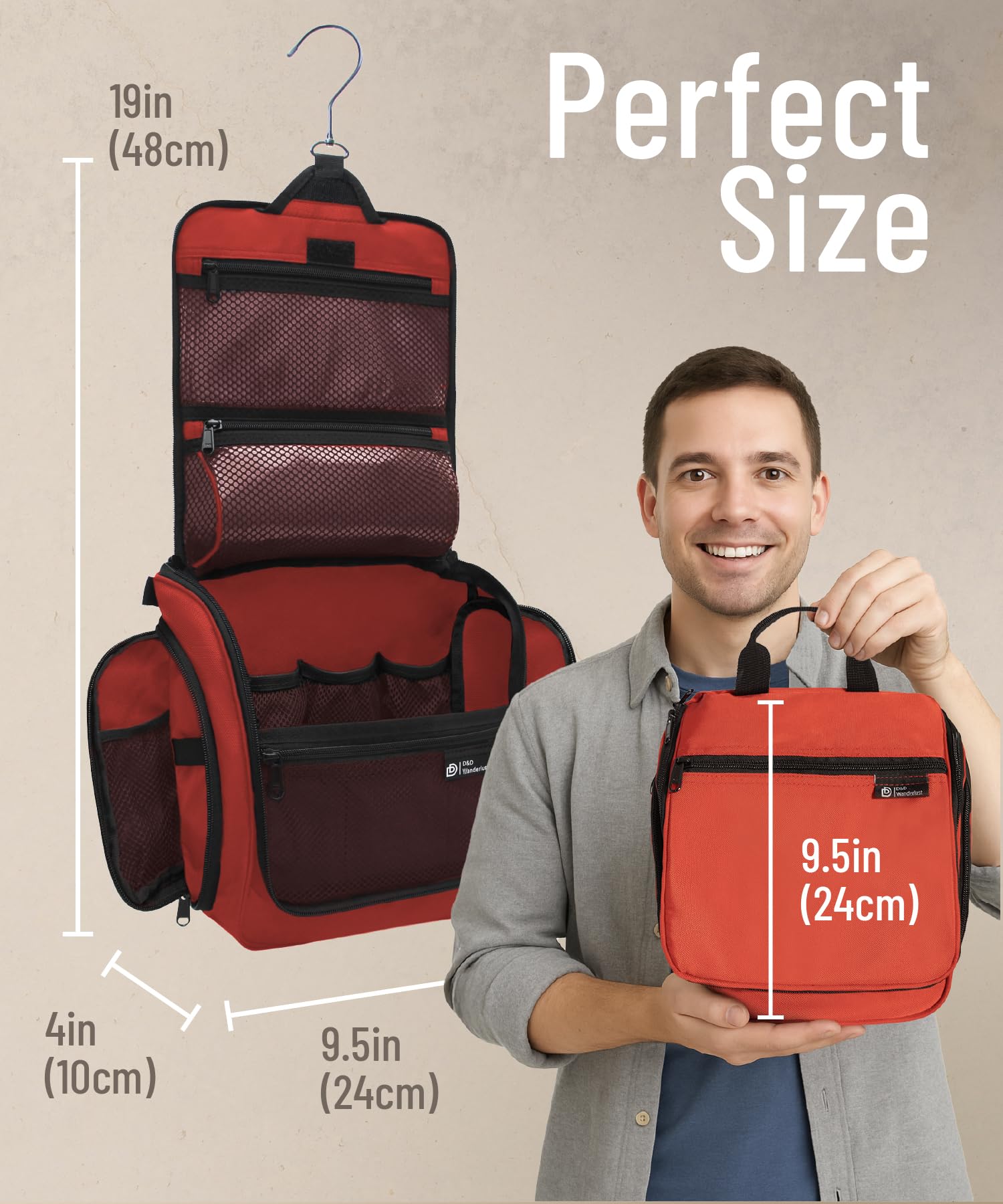 DD Wanderlust grand compartiment voyage, rangement efficace pour bouteilles et articles.