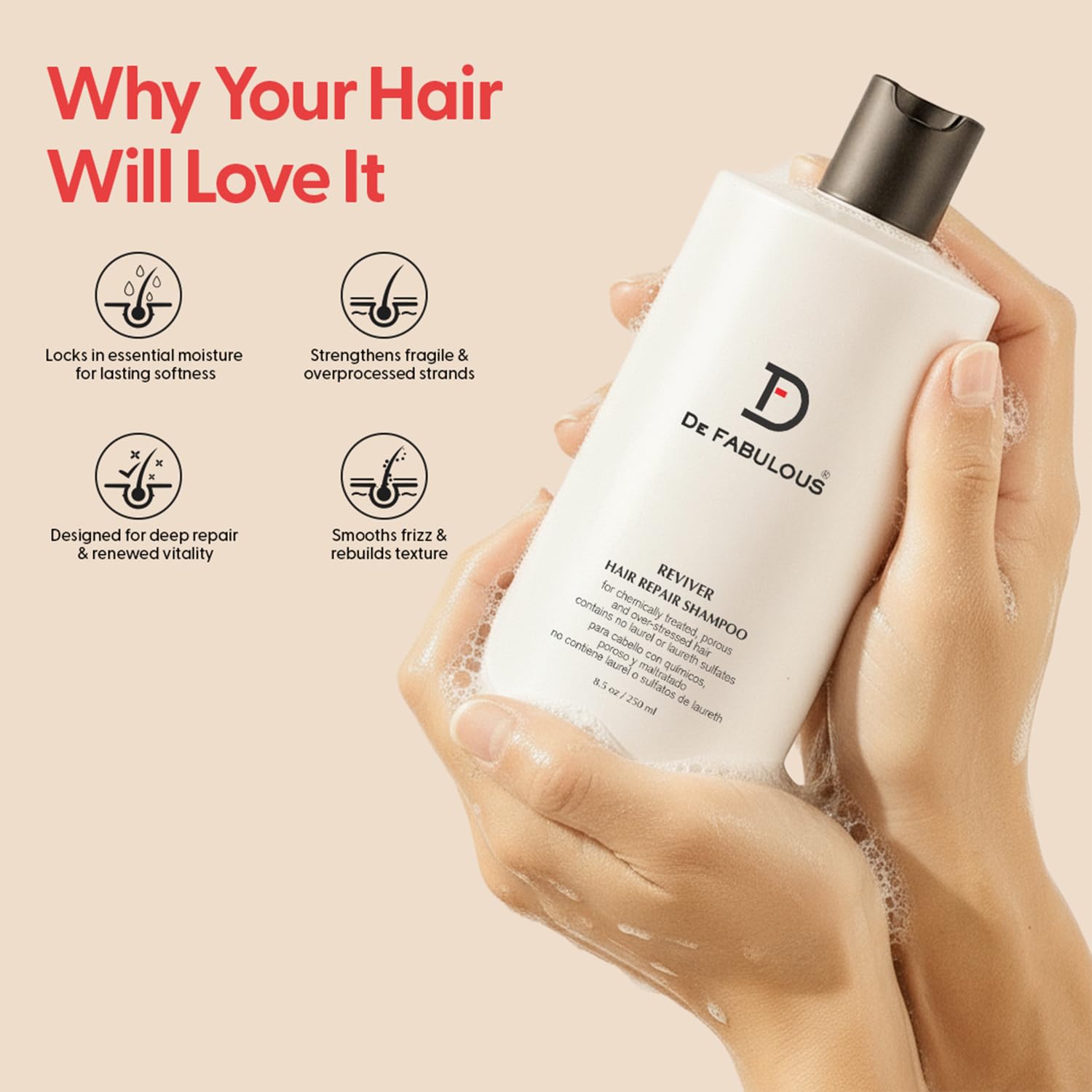 Shampoing De Fabulous Reviver, gros plan sur les extraits botaniques qui hydratent.