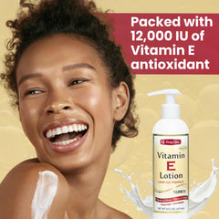 La lotion De La Cruz Vitamine E, mains en action, soin quotidien hydratant.