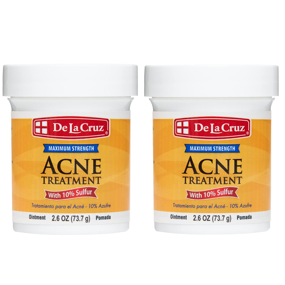 De La Cruz pommade au soufre 10% sur le visage pour les imperfections.
