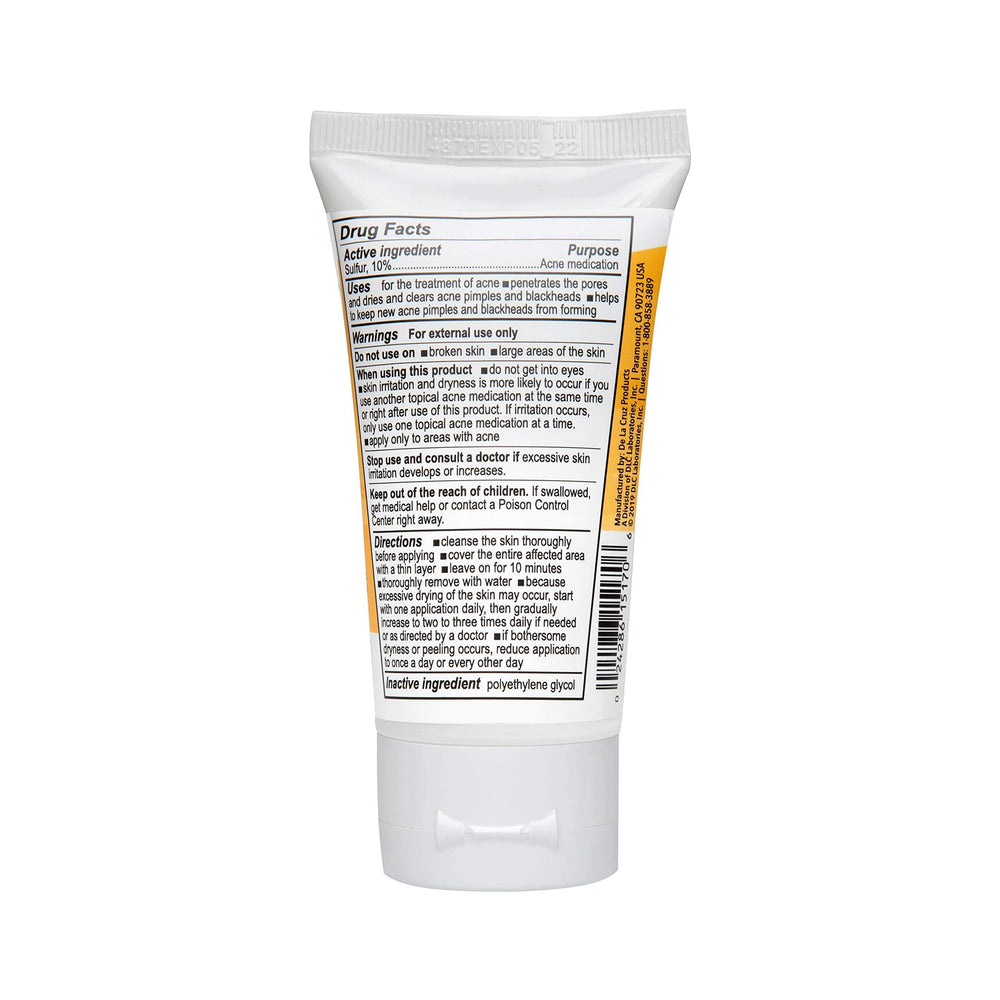 De La Cruz sulfur ointment used daily, potential improvements in skin clarity over time.