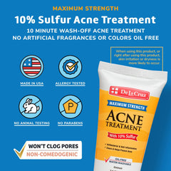 De La Cruz sulfur ointment tube ready for application on affected skin, supporting spot relief.