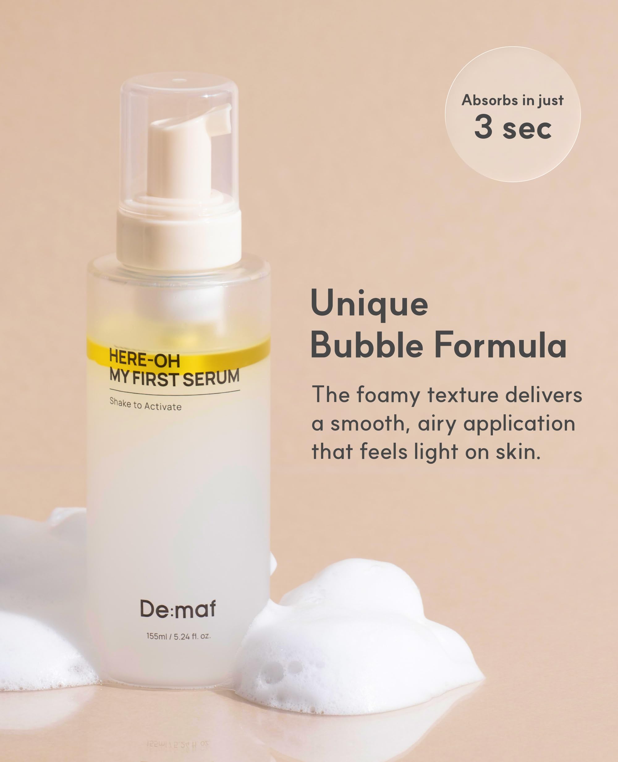 Sérum De:maf Here-Oh-My, barrière cutanée renforcée grâce à betaine et céramides.