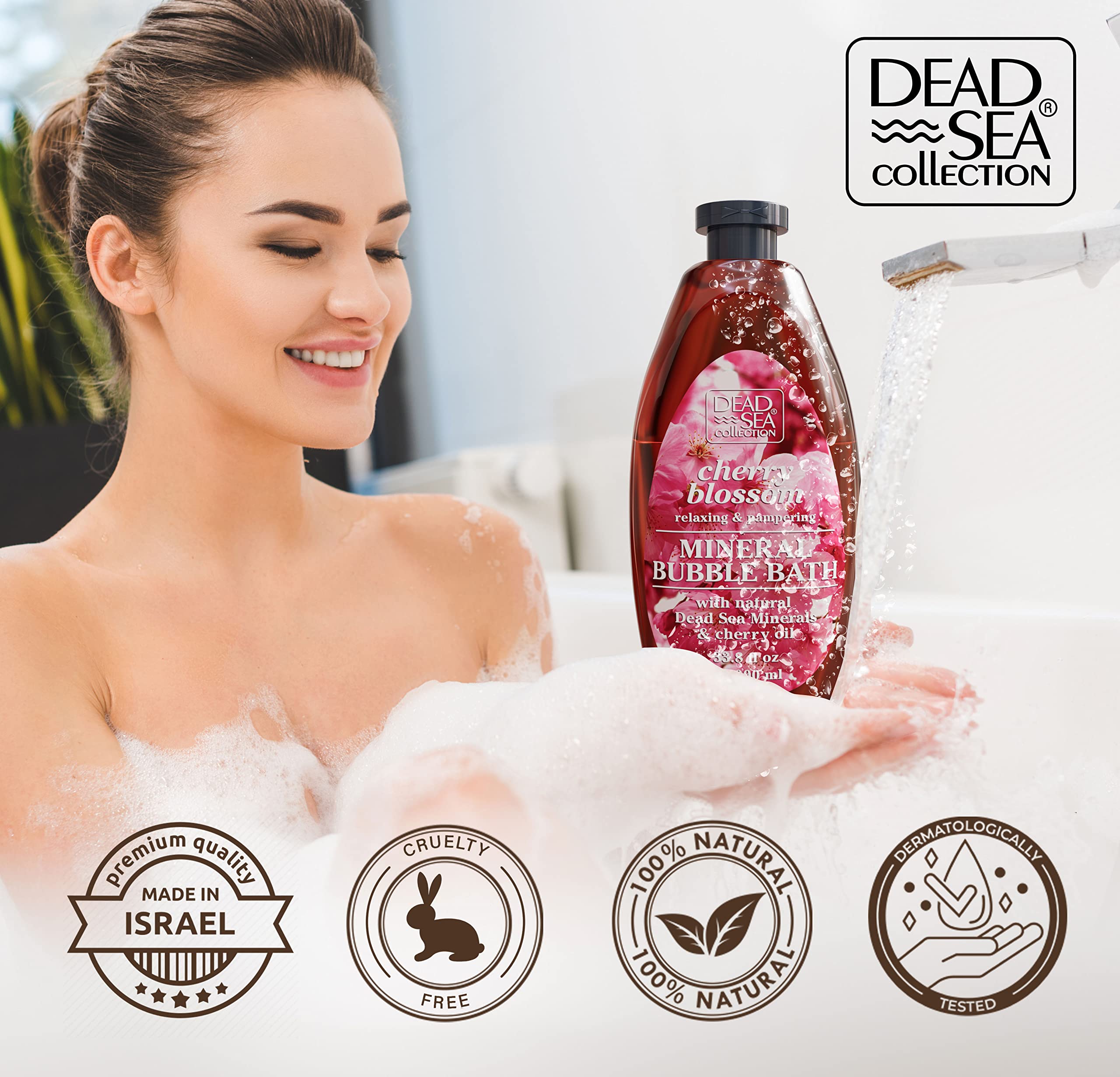 Dead Sea Collection bain-bulle mousse-riche : mousse généreuse pendant le bain.