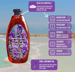 Dead Sea Collection bain moussant lavande – mousse généreuse pour un moment spa.