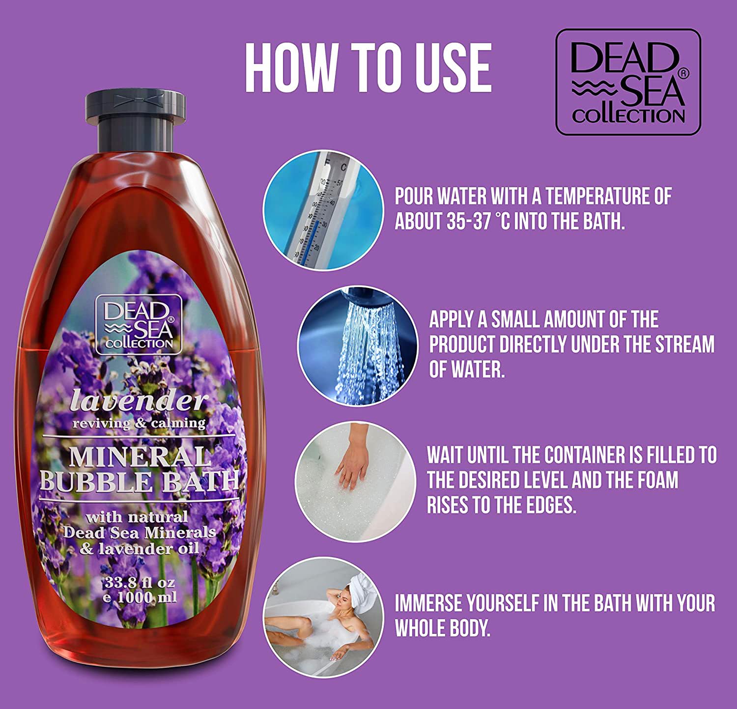 Dead Sea Collection bain moussant spa à domicile – expérience relaxante à la maison.