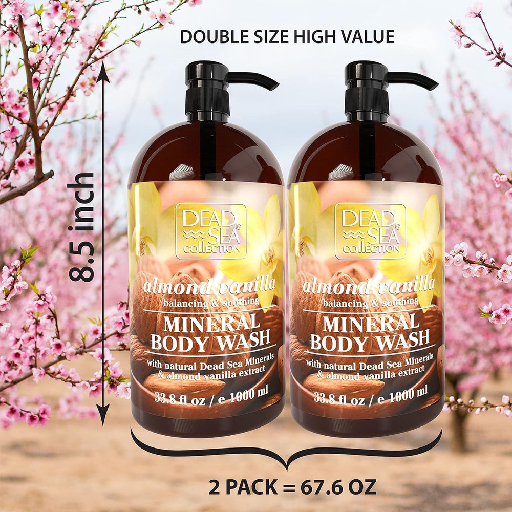 Dead Sea Collection: Etiquette amande vanille, parfum apaisant pour une douche sensorielle.