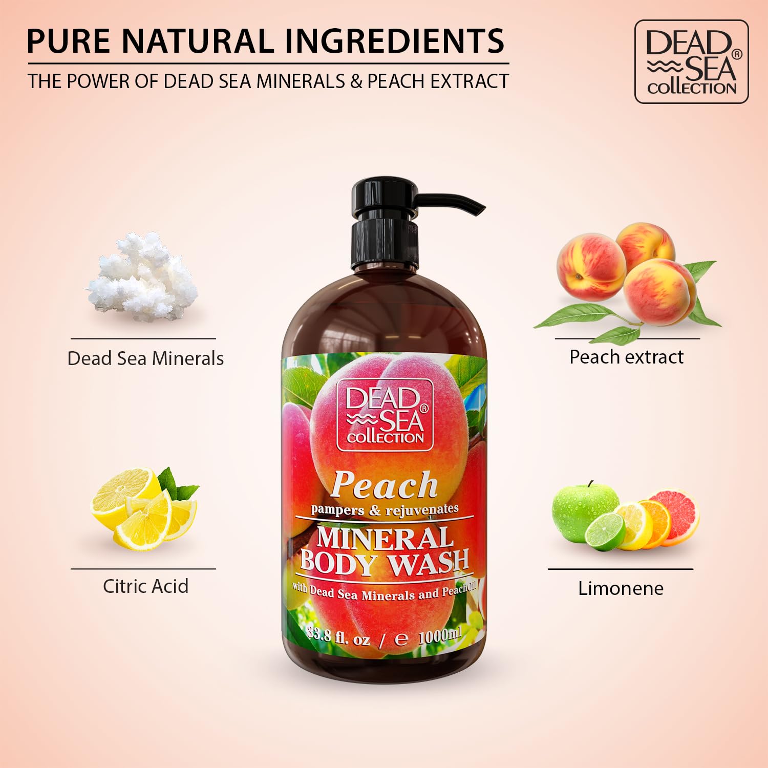 Dead Sea Collection extrait pêche — parfum fruité et notes rafraîchissantes.