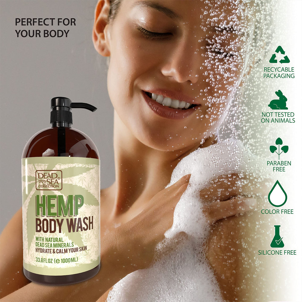 Texture onctueuse du gel douche Chanvre prête à mousser.
