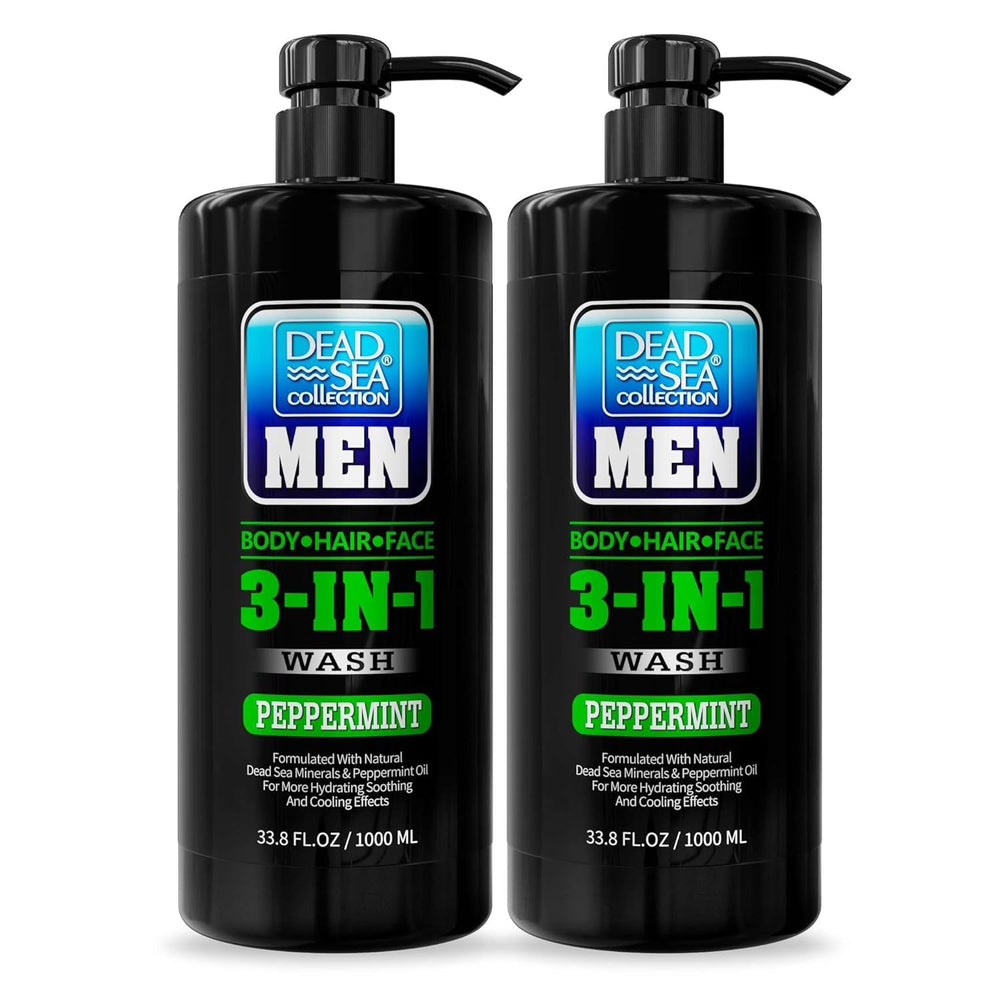 Dead Sea Collection gel douche menthe pour hommes, bouteille-pompe, nettoyage 3-en-1 pratique.