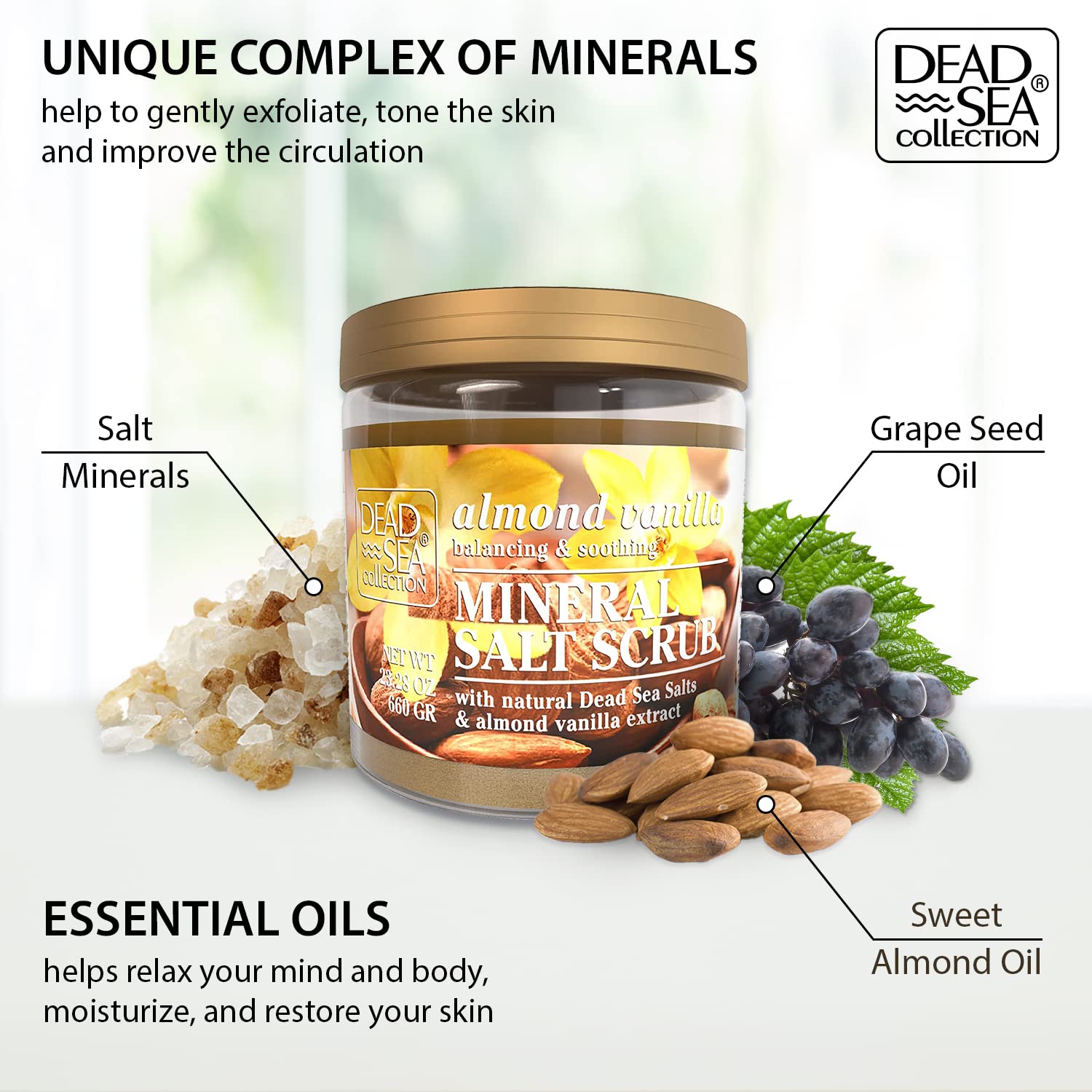 Texture visible des cristaux pour une exfoliation en douceur avec Dead Sea Collection.