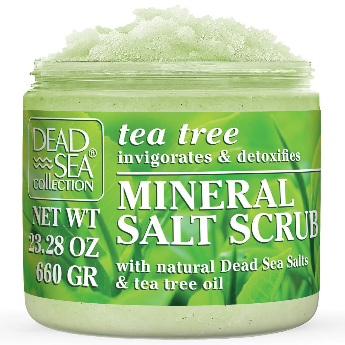 Dead Sea Collection gommage sel arbre a the dans le pot, peau douce.