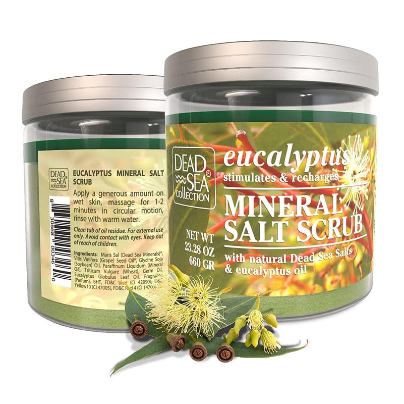 Dead Sea Collection gommage sel eucalyptus – massage circulaire pour peau revitalisée.