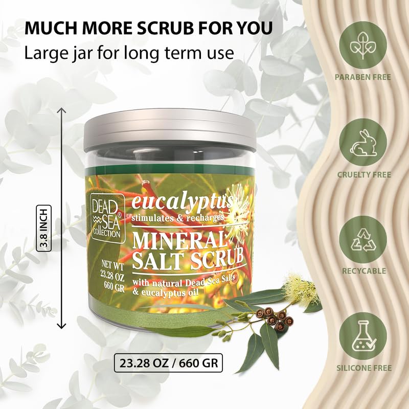 Dead Sea Collection gommage sel eucalyptus – résidu huile absorbé après rinçage.