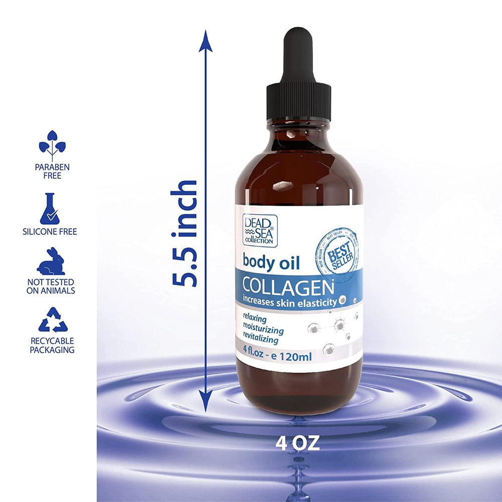 Dead Sea Collection huile collagène vitamine E – dosage précis avec pipette.