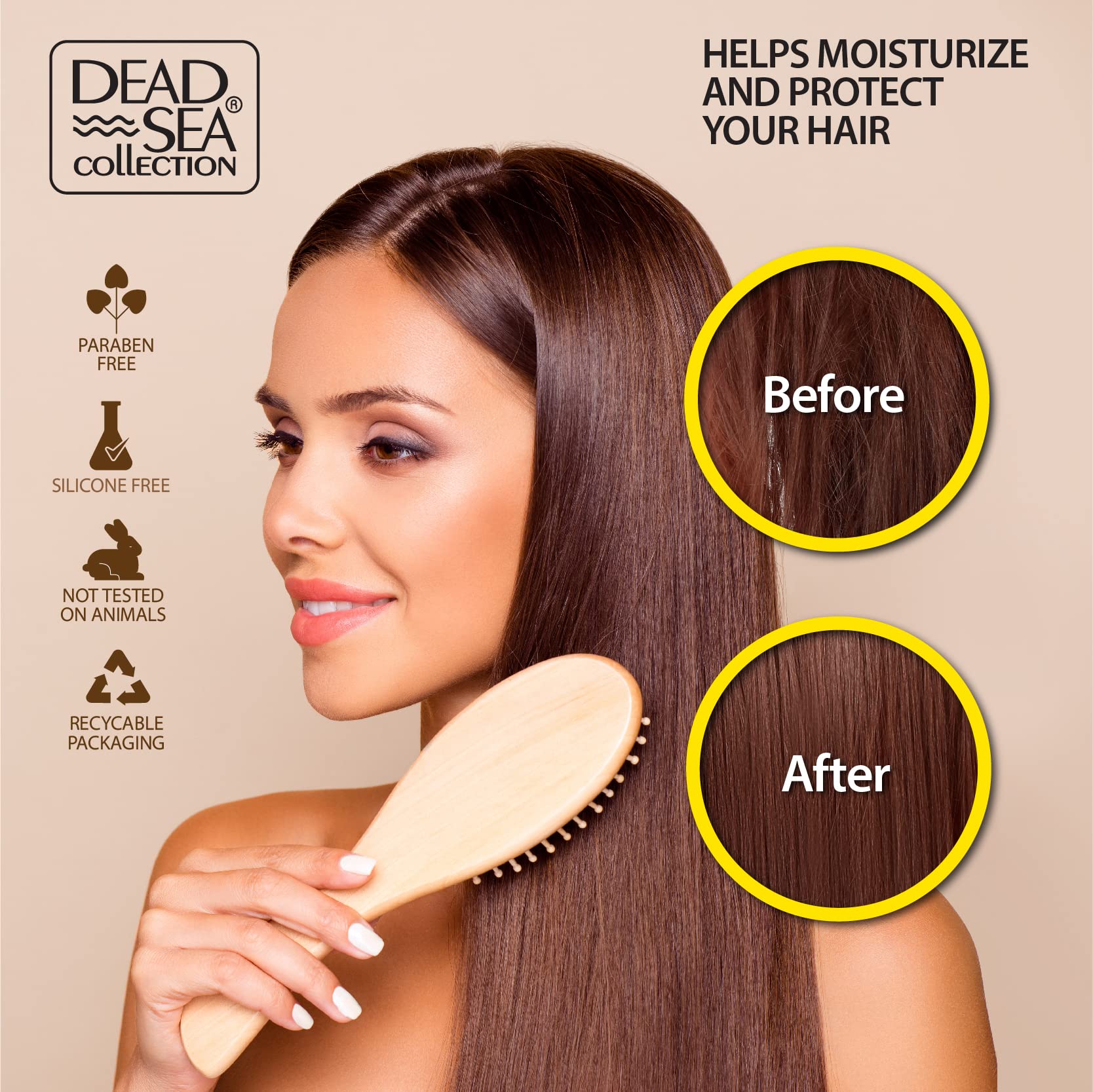 Huile de coco Dead Sea Collection, cheveux plus souples et faciles à démêler.
