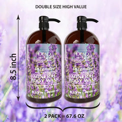 Gel douche Dead Sea Collection lavande, pompe-douche, dosage rapide et pratique.