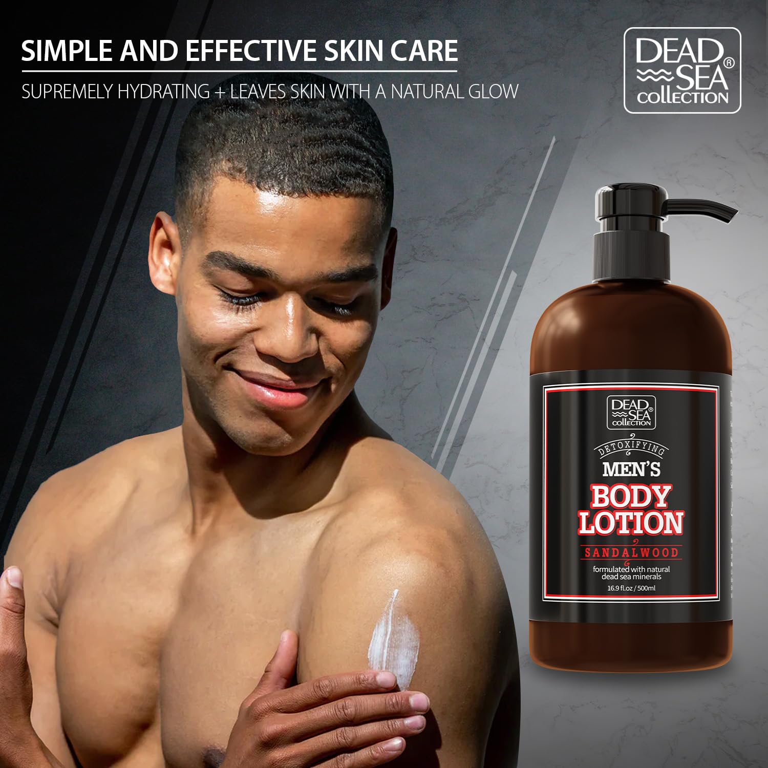 Minéraux de la Mer Morte dans la lotion pour homme.
