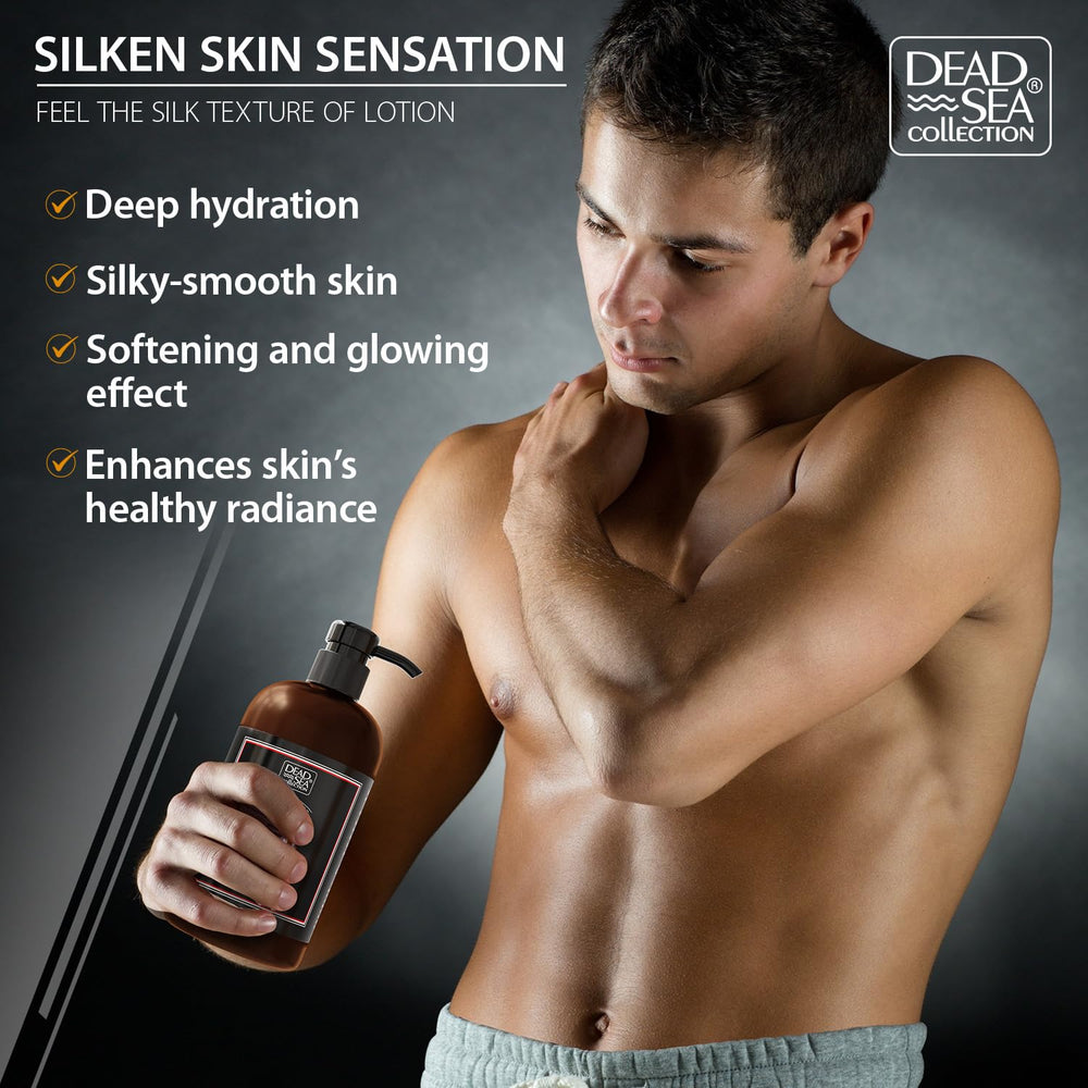 Texture crème douce de la lotion Dead Sea Collection pour homme.