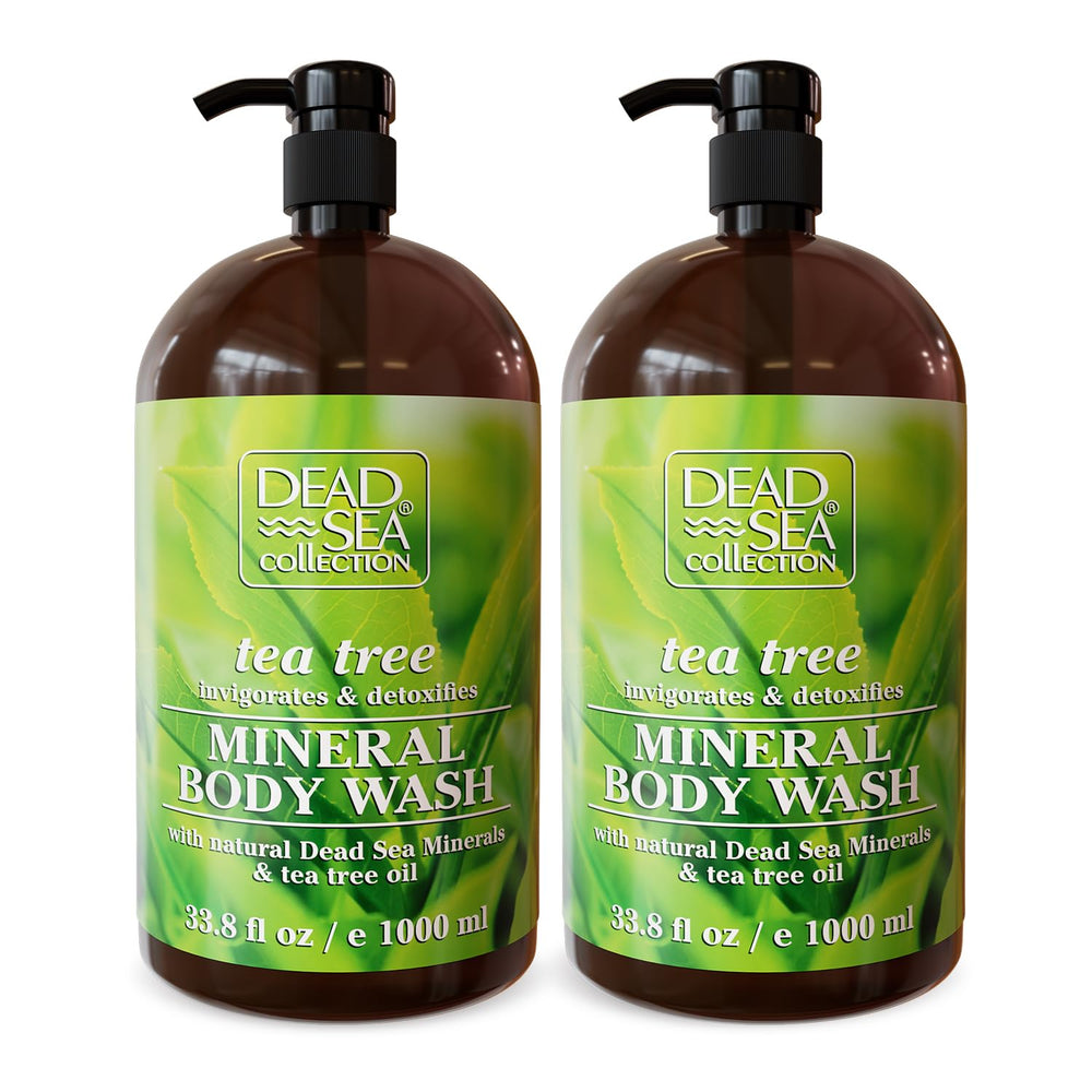 Dead Sea Collection – bouteille avec pompe Tea Tree, hydratation douce et nettoyage efficace.
