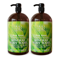 Dead Sea Collection – bouteille avec pompe Tea Tree, hydratation douce et nettoyage efficace.
