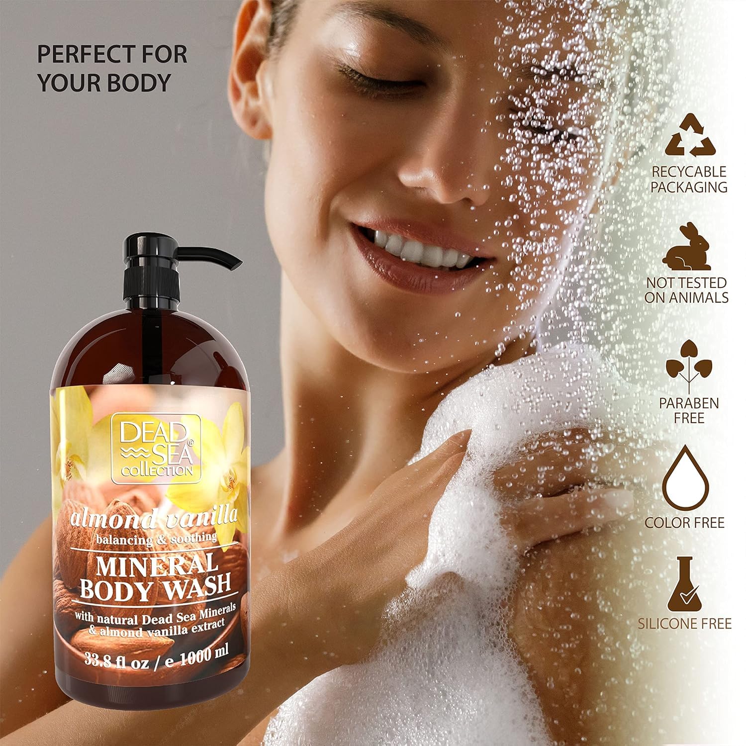 Dead Sea Collection: Texture gel douche crèmeux, sensation riche et hydratante.