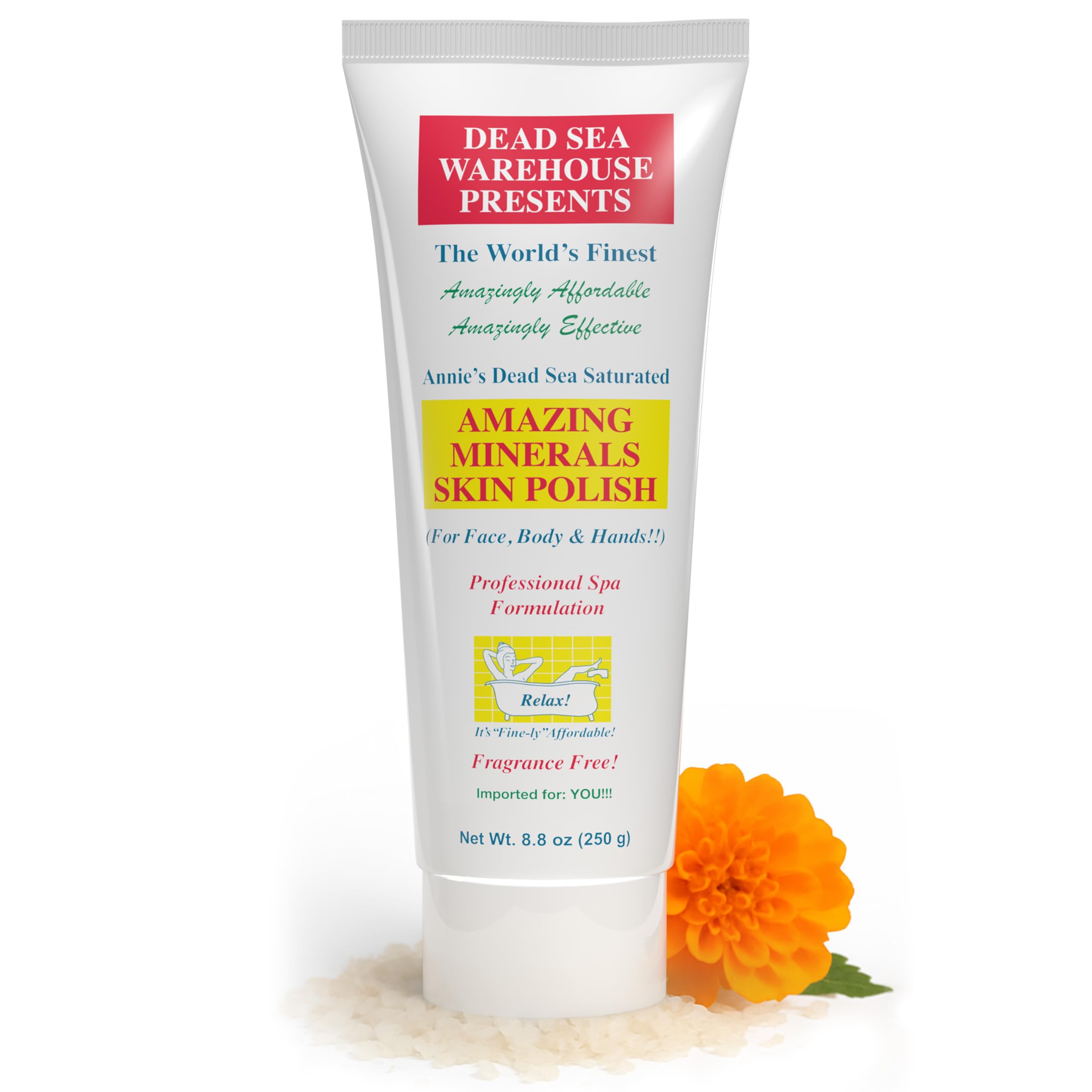 Dead Sea Warehouse gommage visage – sel de mer exfoliant pour une peau douce et lumineuse.