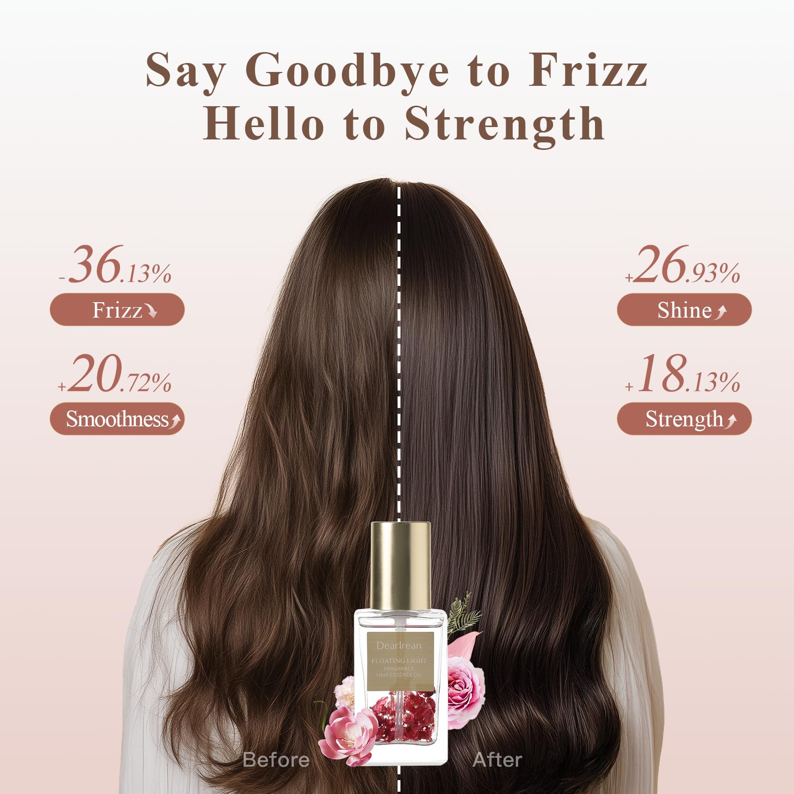 Dear Irean - Flacon rose avec parfum subtil pour cheveux.