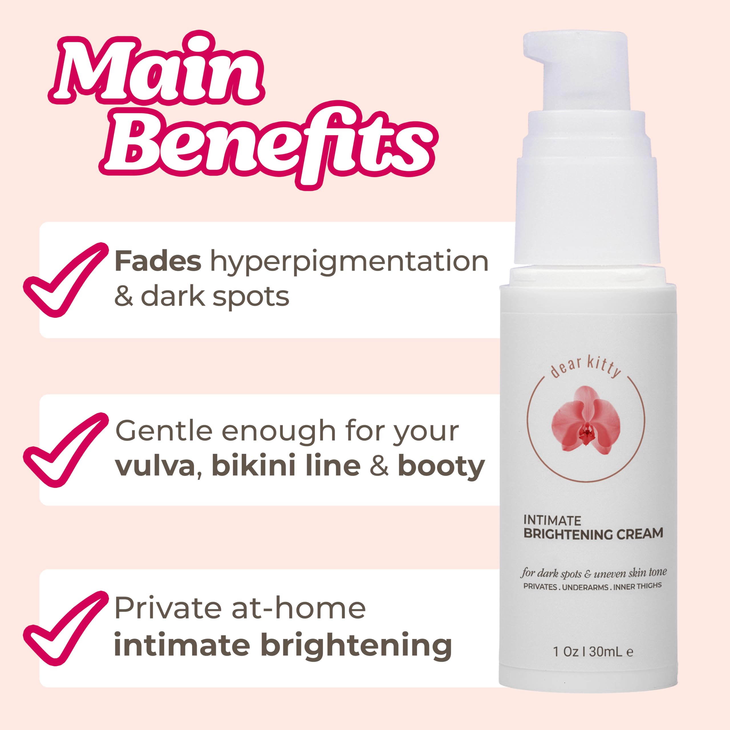 Dear Kitty crème-taches ligne bikini, teint homogène après rasage et friction.
