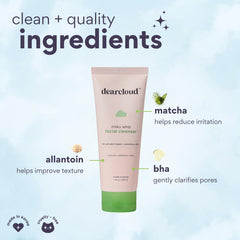 Dearcloud mousse laitée Matcha — application légère et agréable.