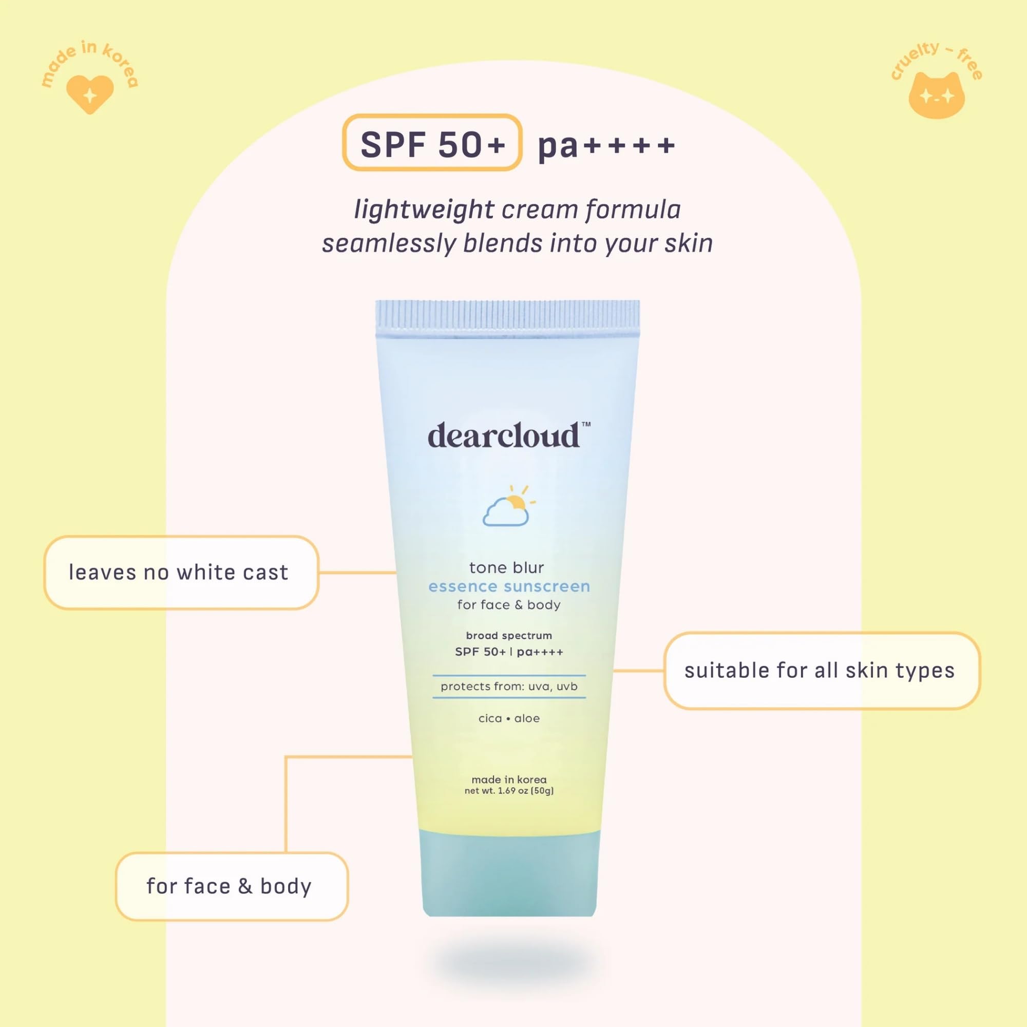 Dearcloud Tone Blur Essence texture hydratante et apaisante offrant une fraicheur durable.