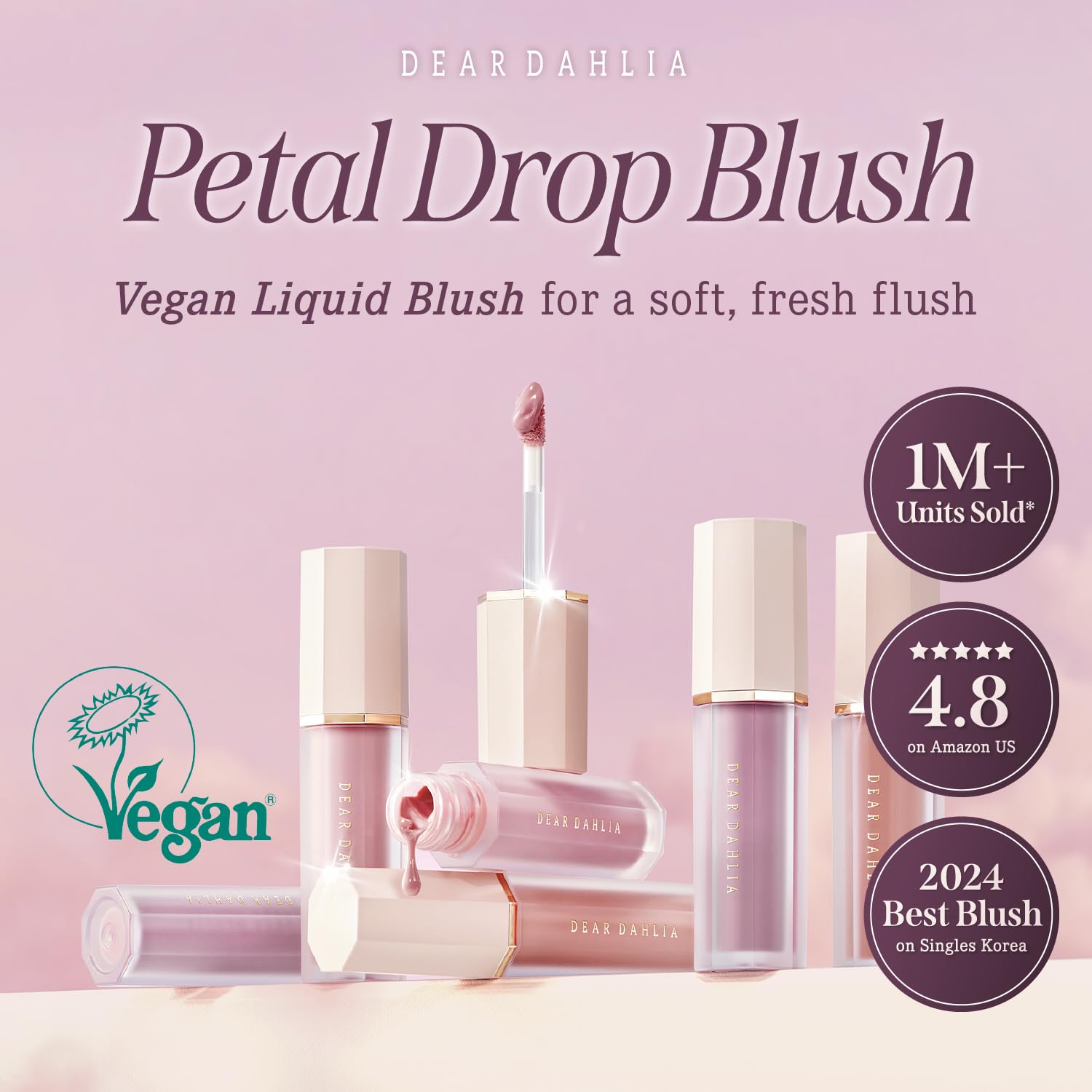 Texture légère Petal Drop Blush Barely facilitant le mélange sur la peau.
