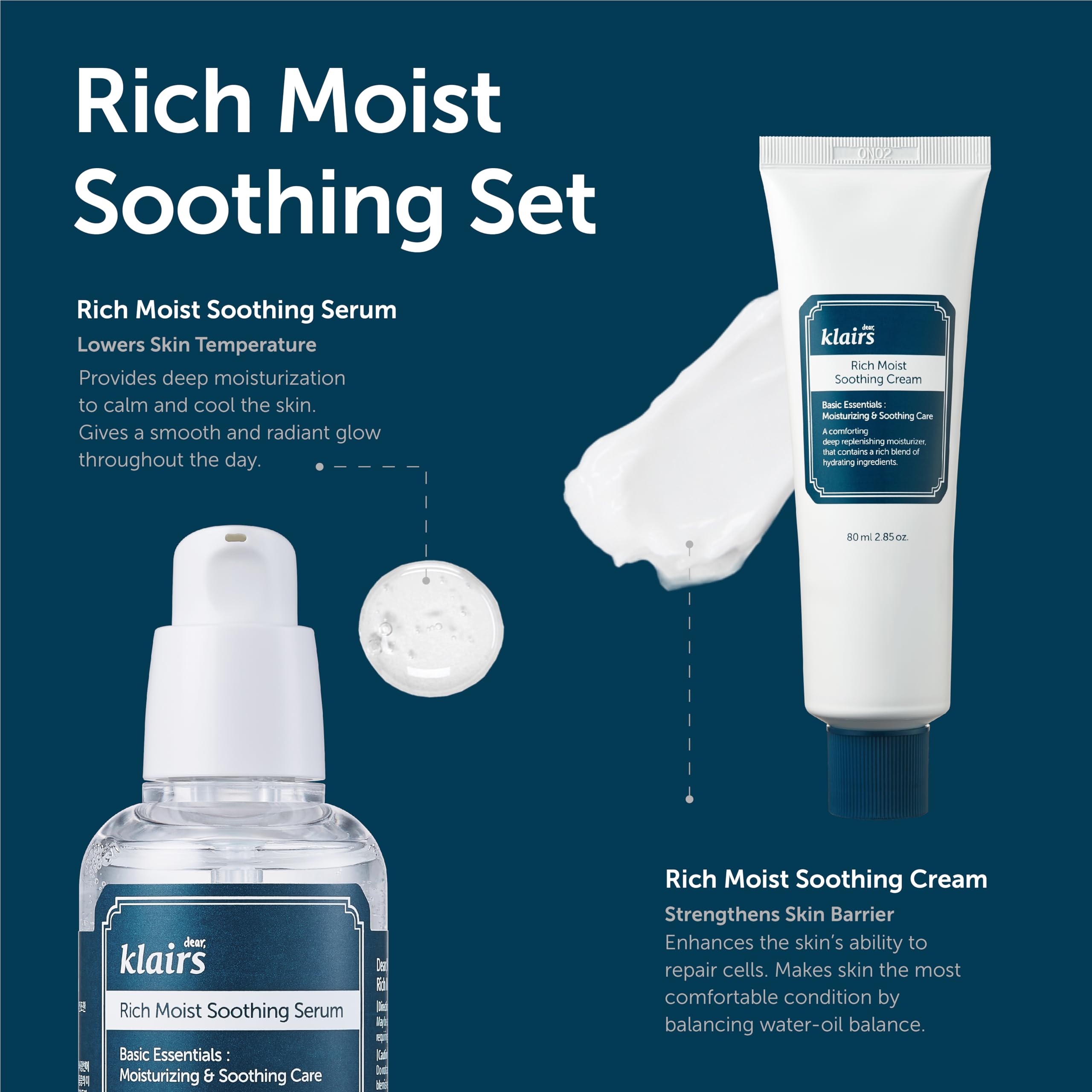 DearKlairs Rich Moist Soothing Cream - Centella asiatica et céramides: barrière renforcée.