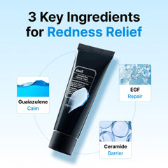 DearKlairs crème apaisante bleu nuit en train de s'étaler, texture légère qui pénètre rapidement.