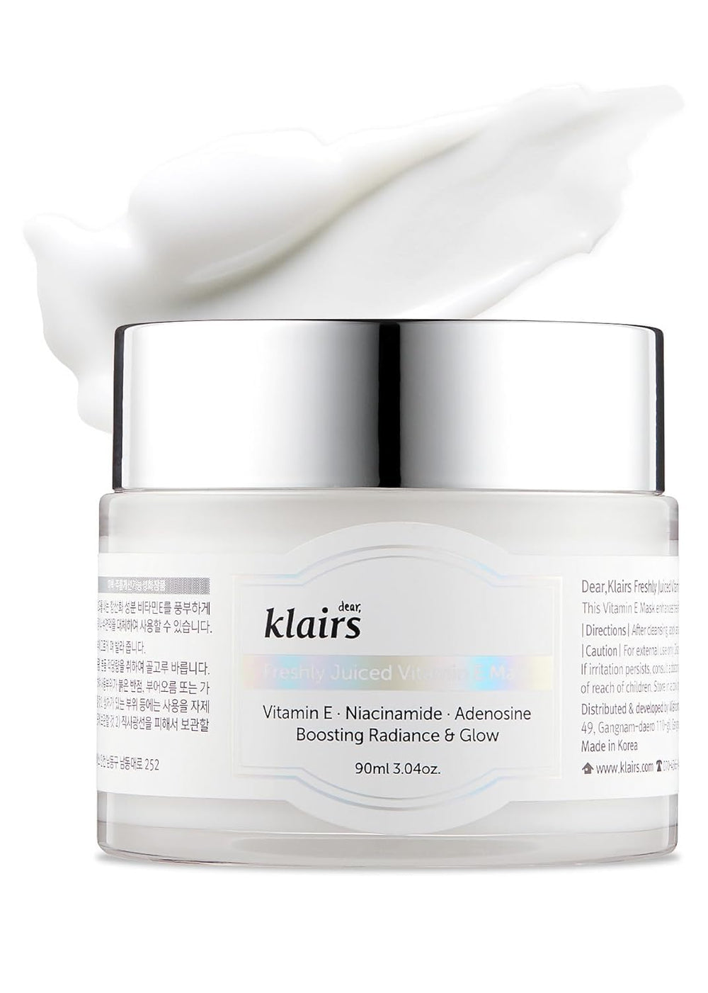 DearKlairs Masque Vitamine E Fraîche, bouteille lumineuse et hydratation rapide.