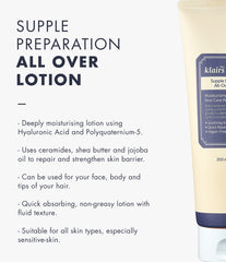 DearKlairs Supple Preparation Lotion, texture légère et absorption rapide pour peau fraîche.