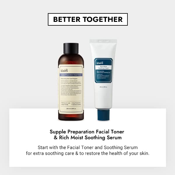 DearKlairs Toner bêta-glucane confort bouteille, apaise les peaux sensibles.