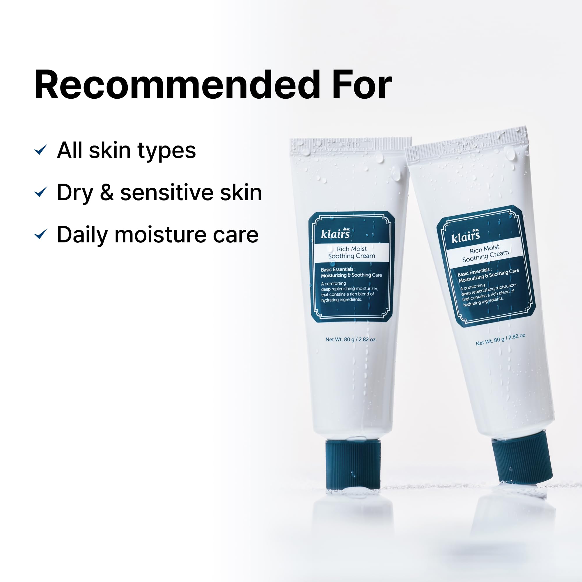DearKlairs Rich Moist Soothing Cream - Utilisation matin et soir sur le visage.