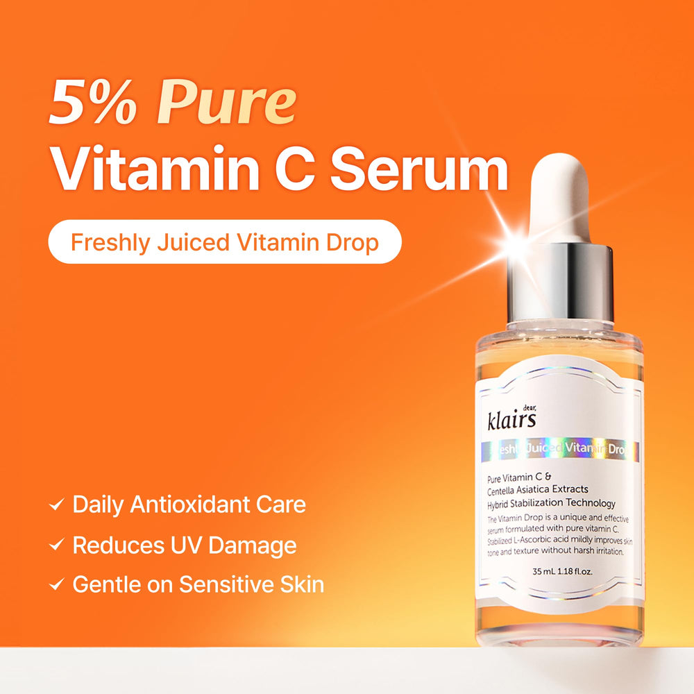 DearKlairs Vitamine C sérum, pipette : outil précis pour une peau lumineuse et homogène