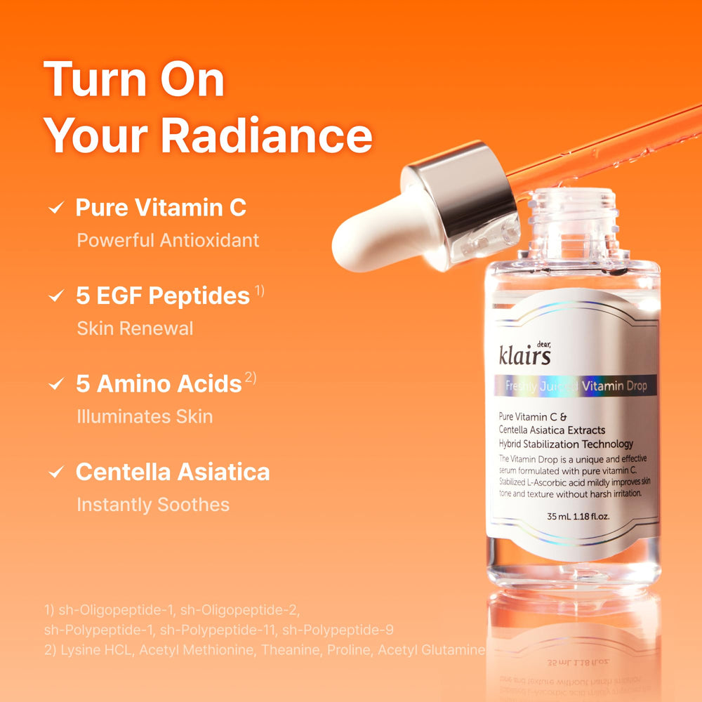 DearKlairs Vitamine C sérum, texture satinée : douceur nourrissante et finish velouté