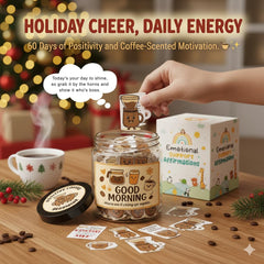 Cartes d'affirmations café design douillet pour une pause motivante.