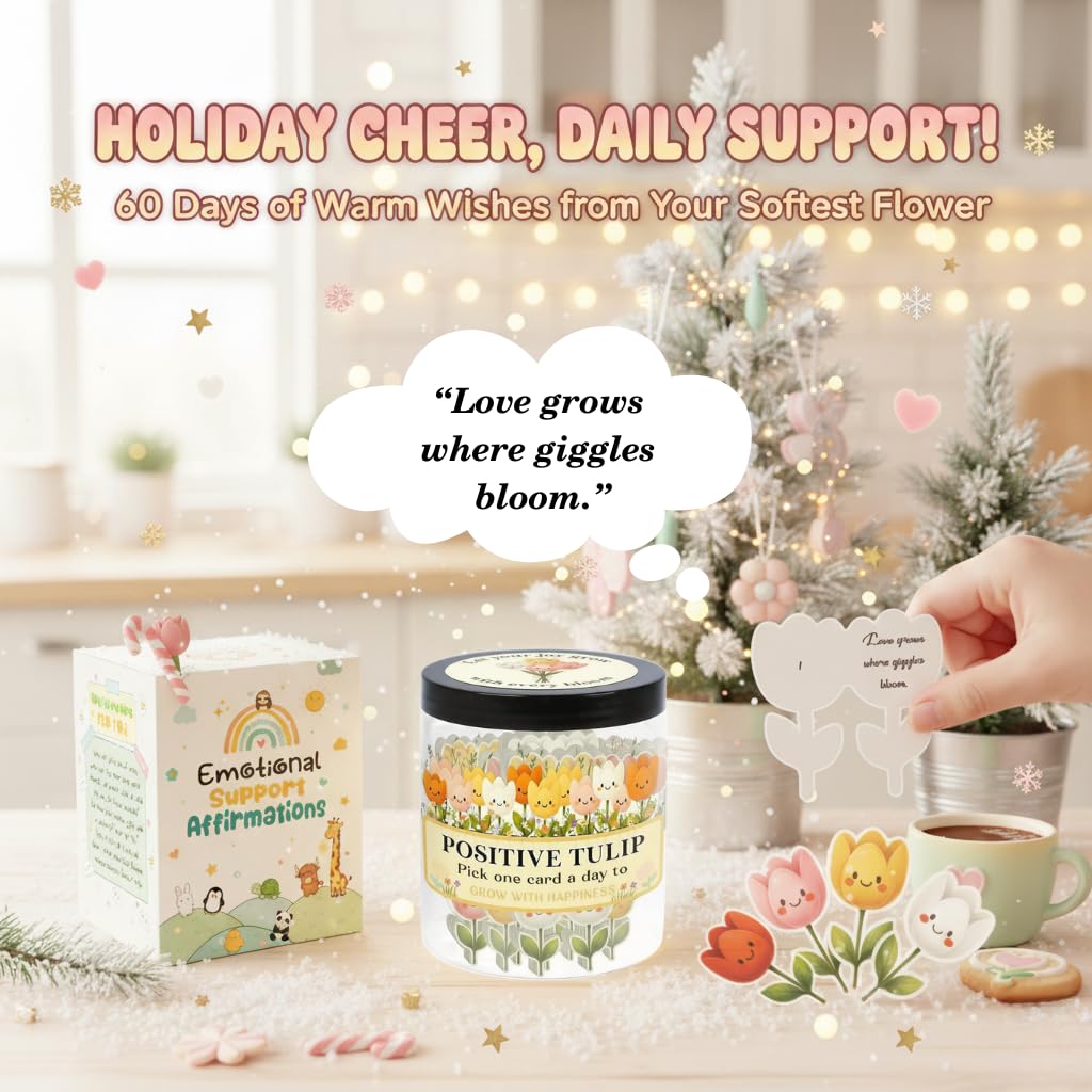 DEARMINE cartes-affirmations-tulipe-60: soutien émotionnel et motivation pour la journée.
