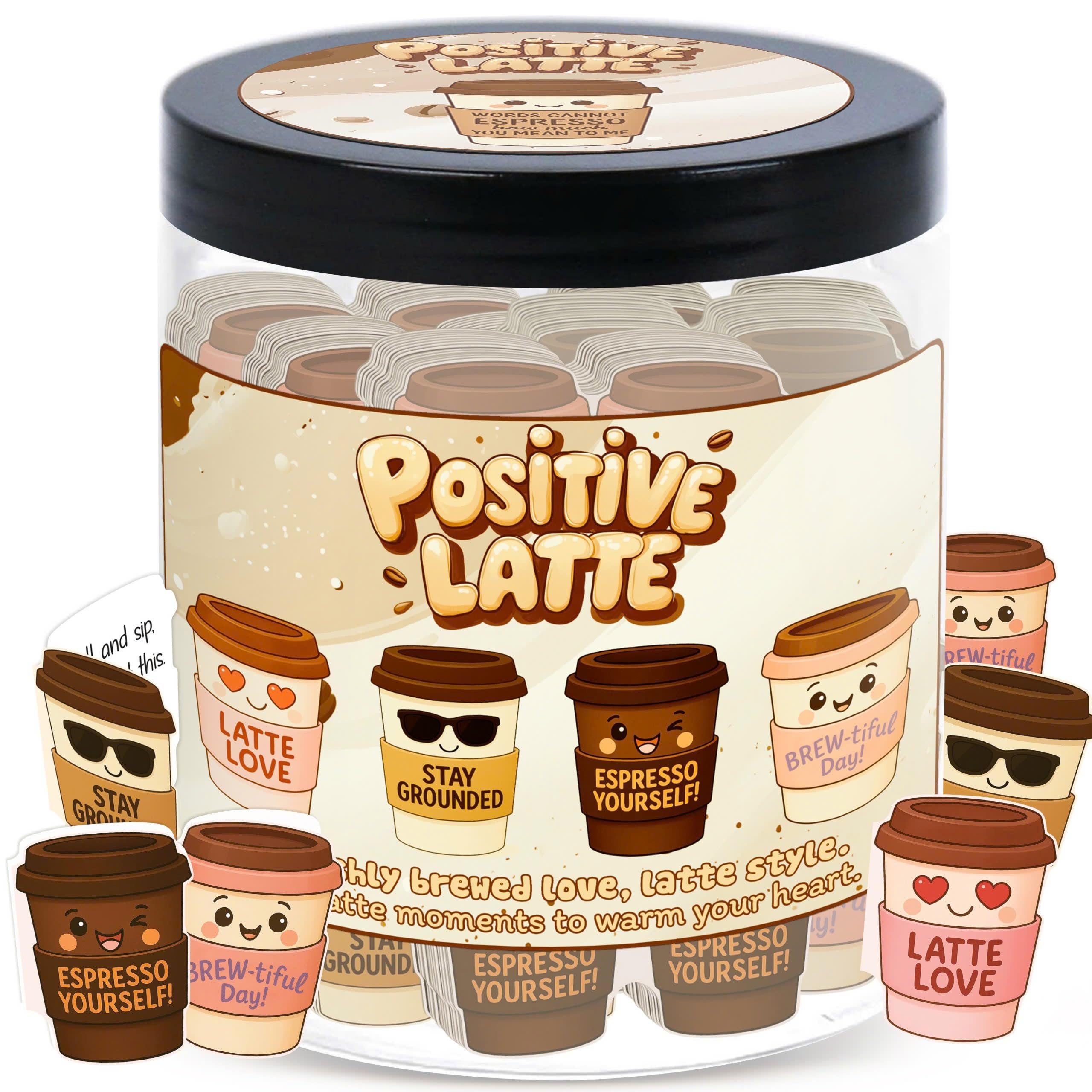 DEARMINE pot latte positif avec cartes d’affirmation, routine matinale apaisante.