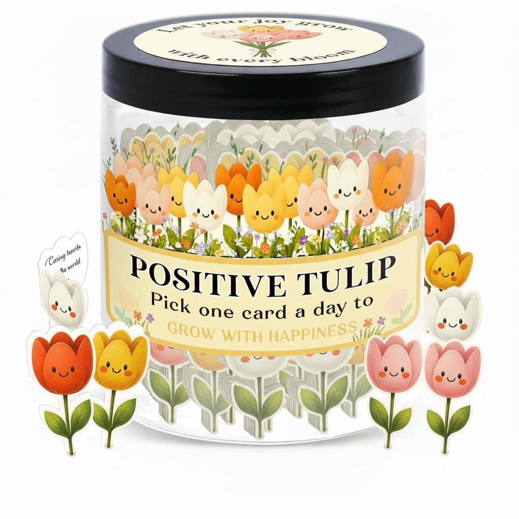DEARMINE pot-tulipe-affirmations-60-cartes: stimule positivité au bureau au quotidien.
